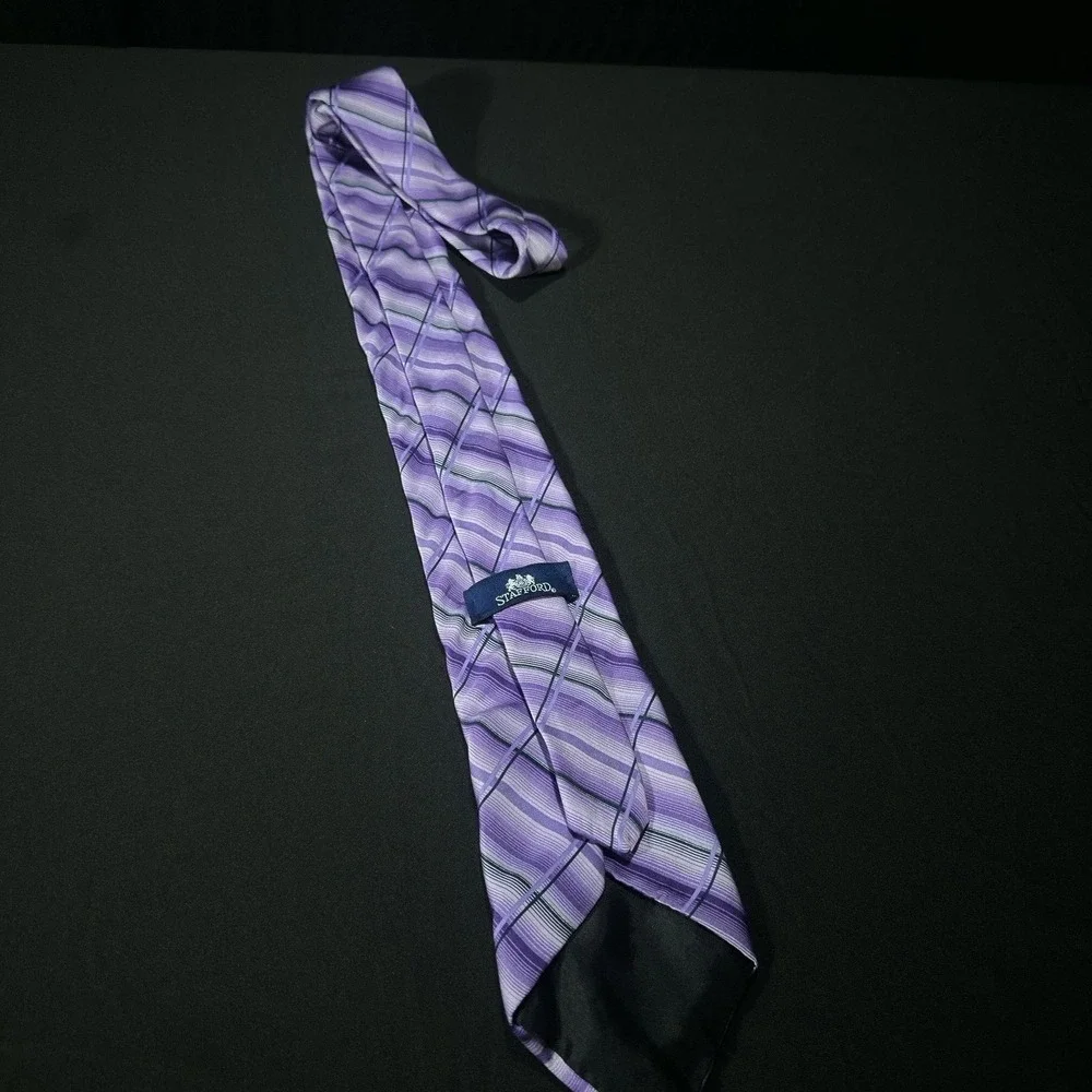 Vintage Stafford Tie Mens Silk Purple‎ Striped 55